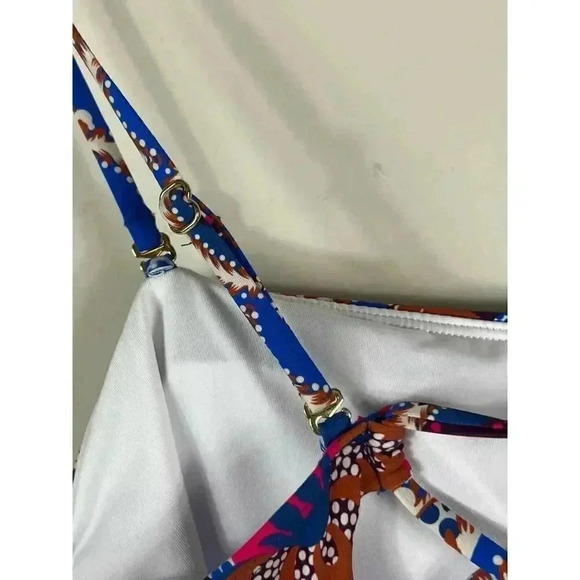 BCBGMAXAZRIA One Piece Swimsuit Asymmetrical Lace Up Back Swimsuit NWT Size 14 - Picture 7 of 11